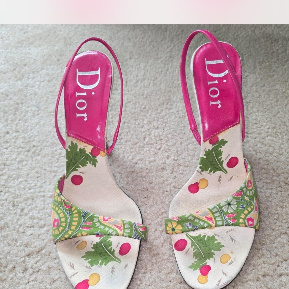 Dior Pink and Cream Heeled Sandals